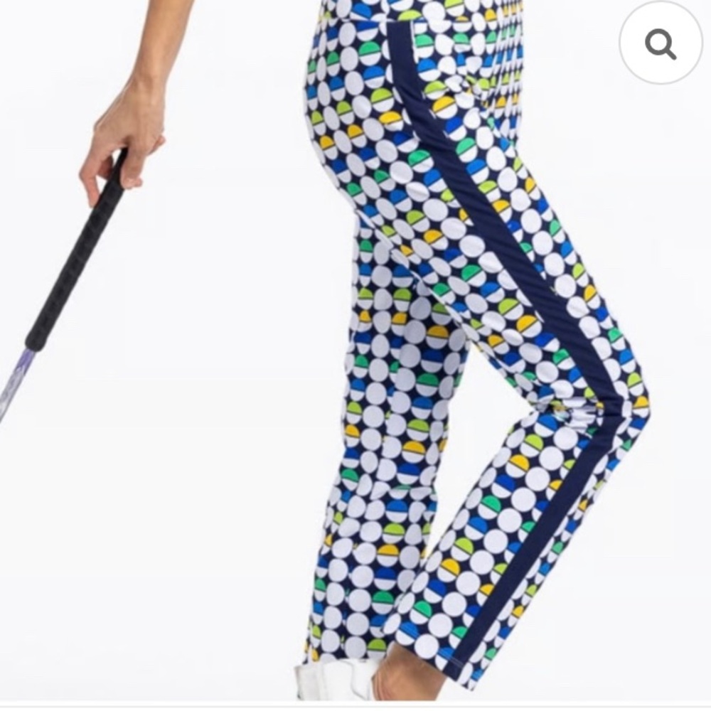 Kinona Mod Dot Crop Golf Pants with Navy Stripe Small